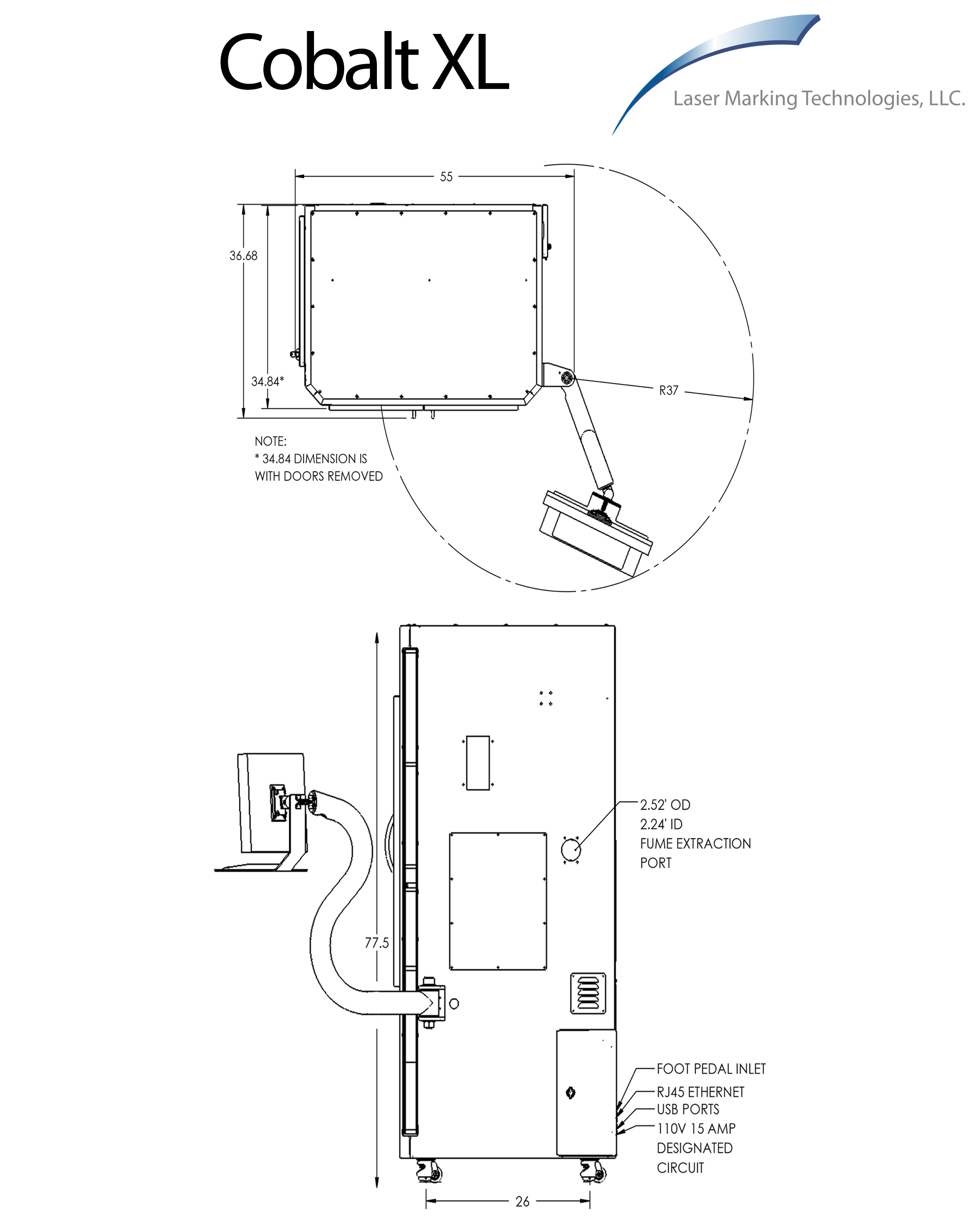 Diagram and layout of the Cobalt XL laser marking machine